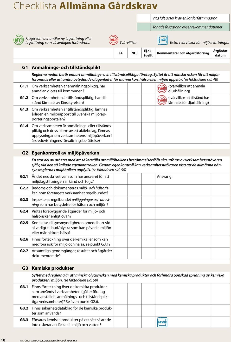 tillståndspliktiga företag. Syftet är att minska risken för att miljön förorenas eller att andra betydande olägenheter för människors hälsa eller miljön uppstår. (se faktadelen sid. 48) G1.