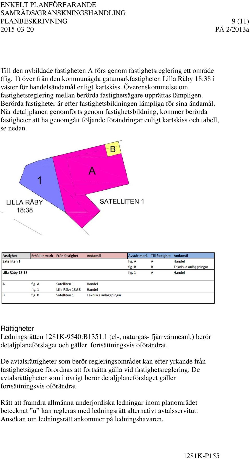 Överenskommelse om fastighetsreglering mellan berörda fastighetsägare upprättas lämpligen. Berörda fastigheter är efter fastighetsbildningen lämpliga för sina ändamål.