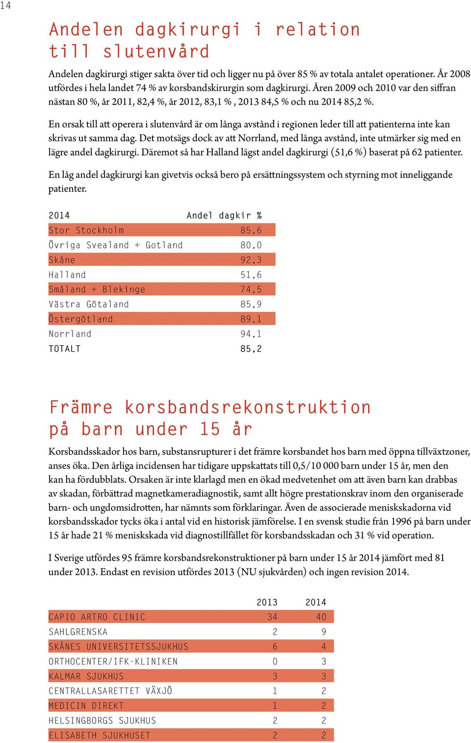 En orsak till att operera i slutenvård är om långa avstånd i regionen leder till att patienterna inte kan skrivas ut samma dag.