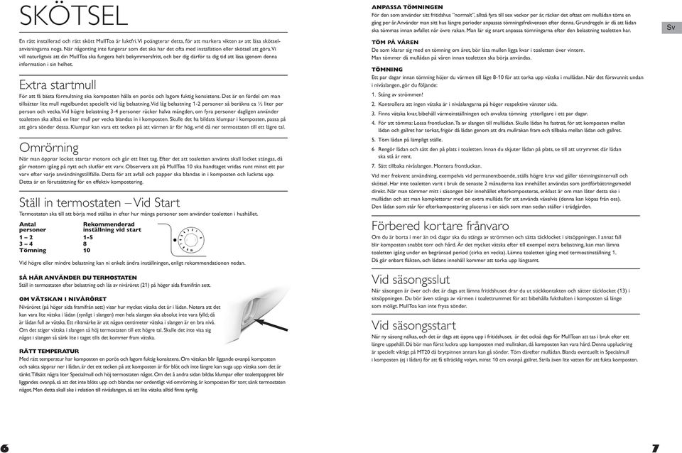 Vi vill naturligtvis att din MullToa ska fungera helt bekymmersfritt, och ber dig därför ta dig tid att läsa igenom denna information i sin helhet.