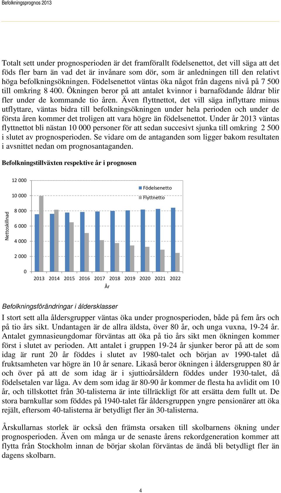 Även flyttnettot, det vill säga inflyttare minus utflyttare, väntas bidra till befolkningsökningen under hela perioden och under de första åren kommer det troligen att vara högre än födelsenettot.