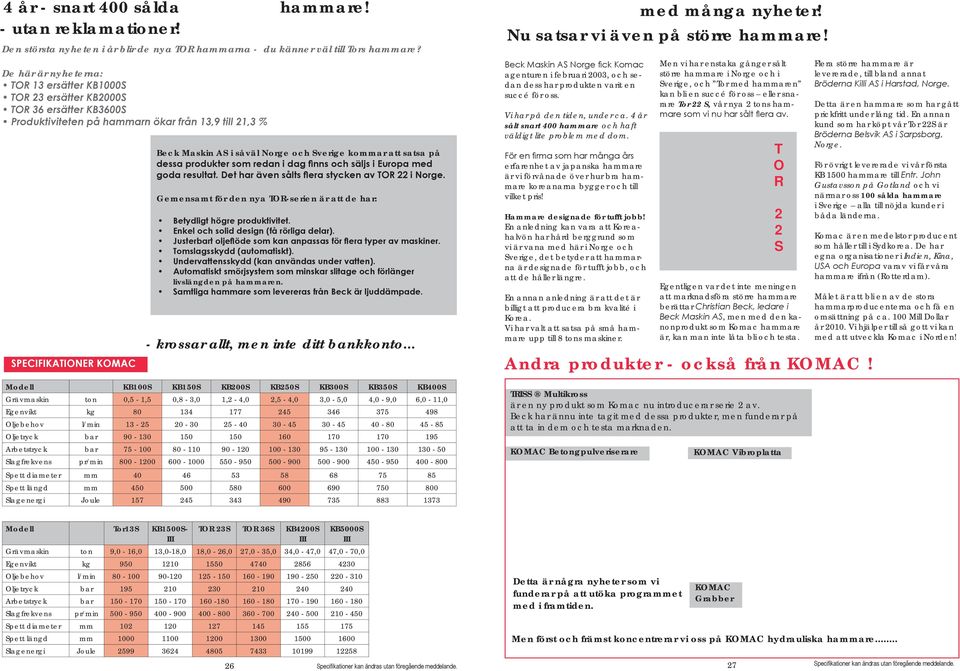 och Sverige kommar att satsa på dessa produkter som redan i dag finns och säljs i Europa med goda resultat. Det har även sålts flera stycken av TOR 22 i Norge.