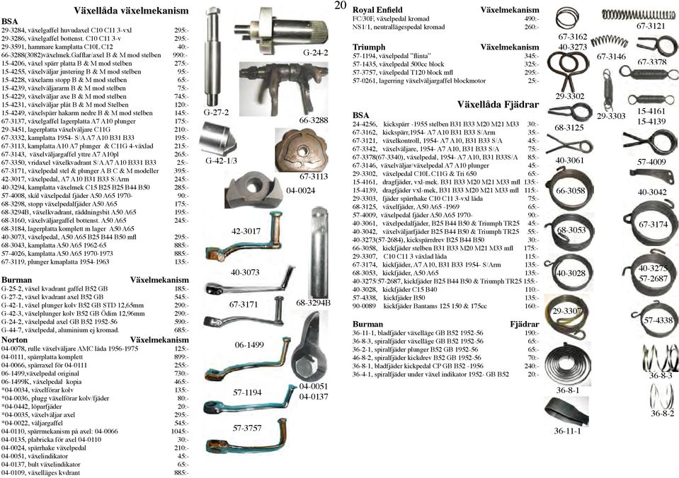 växelväljararm B & M mod stelben 75:- 15-4229, växelväljar axe B & M mod stelben 745:- 15-4231, växelväljar plåt B & M mod Stelben 120:- 15-4249, växelspärr hakarm nedre B & M mod stelben 145:-