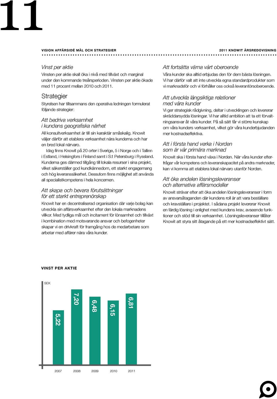 Strategier Styrelsen har tillsammans den operativa ledningen formulerat följande strategier: Att bedriva verksamhet i kundens geografiska närhet All konsultverksamhet är till sin karaktär småskalig.