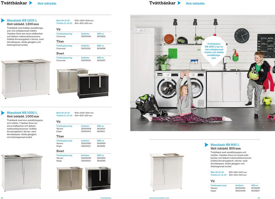 Centrerad Centrerad Svart Centrerad 52000019 52001019 52002019 8034224 8034266 8034267 Tvättbänken NB 1200 L har en stor mittplacerad tvättho och dubbla avställningsytor.