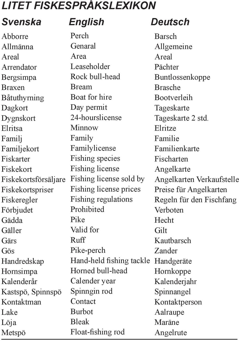 for hire Day permit 24-hourslicense Minnow Family Familylicense Fishing species Fishing license Fishing license sold by Fishing license prices Fishing regulations Prohibited Pike Valid for Ruff