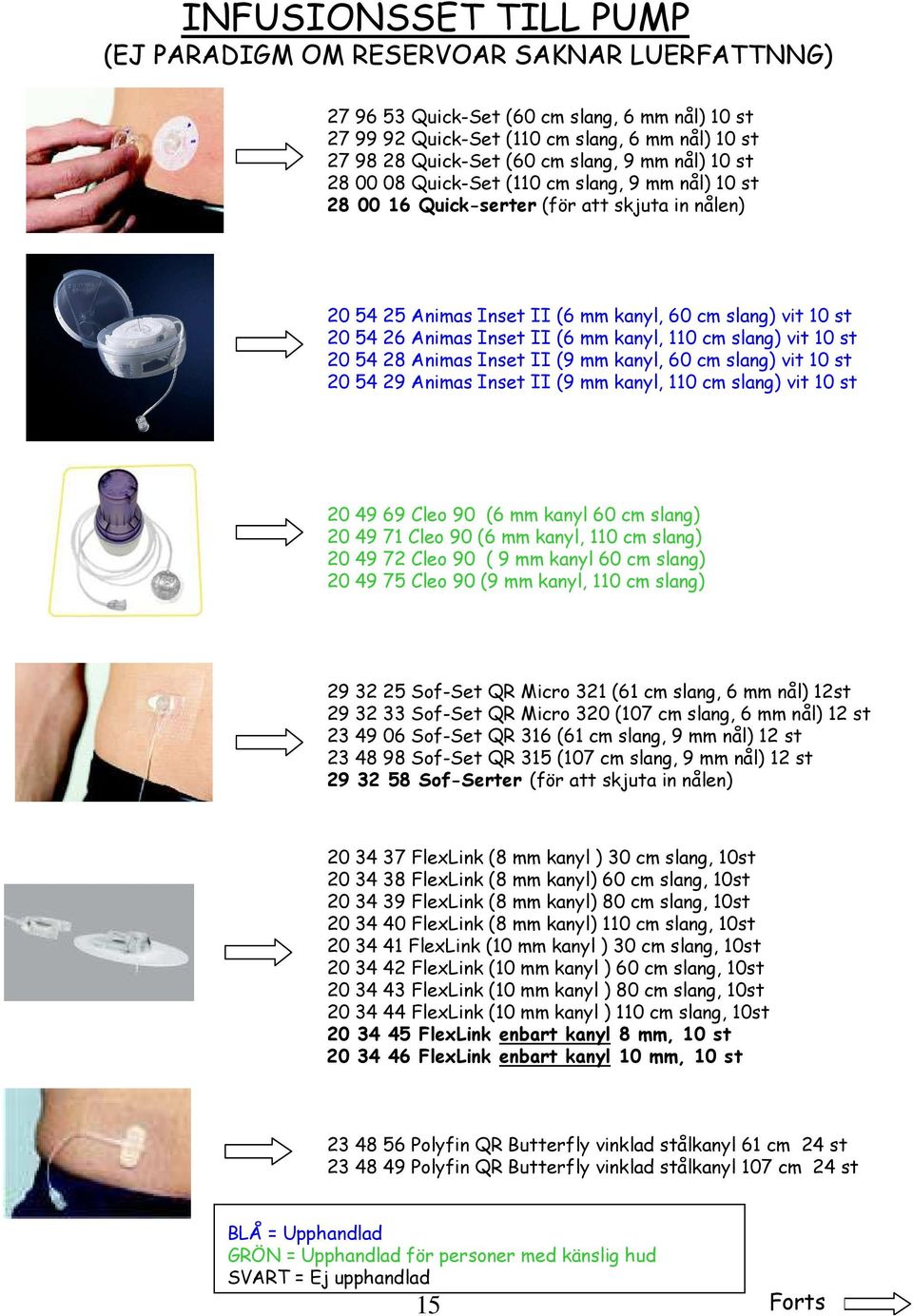 Inset II (6 mm kanyl, 110 cm slang) vit 10 st 20 54 28 Animas Inset II (9 mm kanyl, 60 cm slang) vit 10 st 20 54 29 Animas Inset II (9 mm kanyl, 110 cm slang) vit 10 st 20 49 69 Cleo 90 (6 mm kanyl