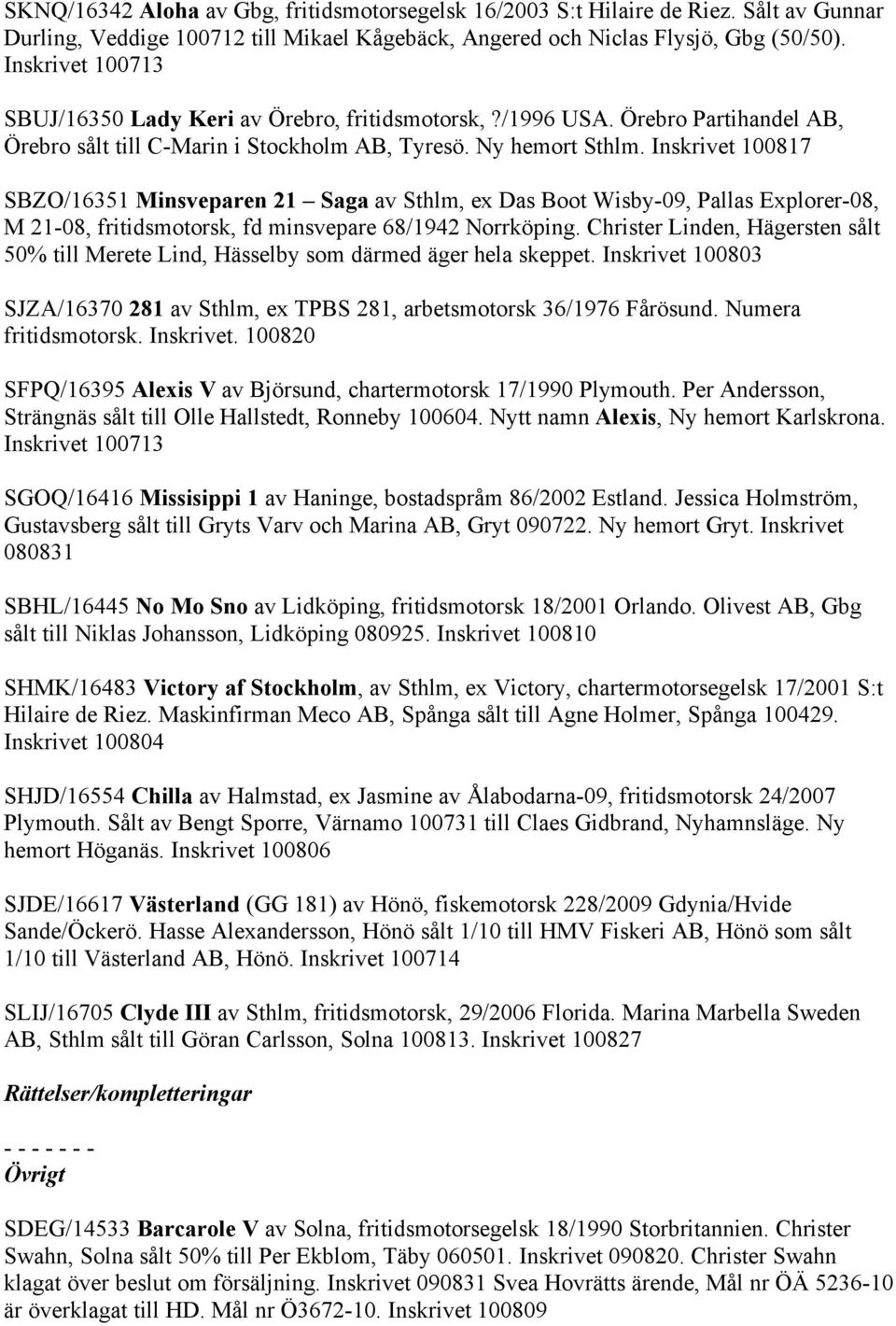 Inskrivet 100817 SBZO/16351 Minsveparen 21 Saga av Sthlm, ex Das Boot Wisby-09, Pallas Explorer-08, M 21-08, fritidsmotorsk, fd minsvepare 68/1942 Norrköping.