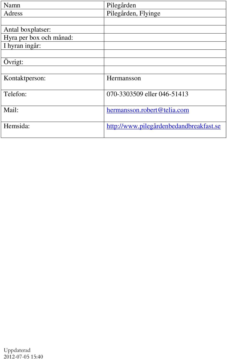 Telefon: 070-3303509 eller 046-51413