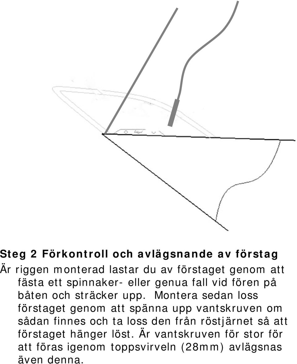 Montera sedan loss förstaget genom att spänna upp vantskruven om sådan finnes och ta loss den från