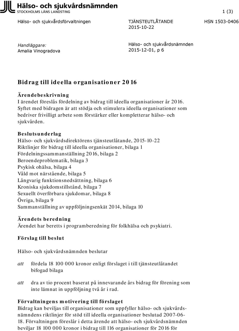 Syftet med bidragen är att stödja och stimulera ideella organisationer som bedriver frivilligt arbete som förstärker eller kompletterar hälso- och sjukvården.