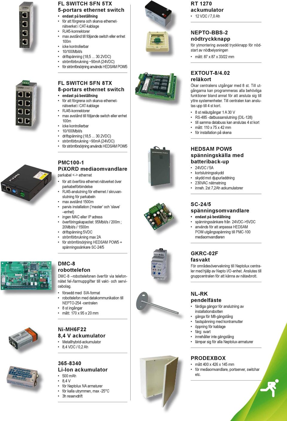 2VDC) strömförbrukning ~90mA (24VDC) för strömförsörjning används HEDSAM POW5 FL SWITCH SFN 8TX 8-portars ethernet switch endast på beställning för att förgrena och skarva ethernetnätverket i