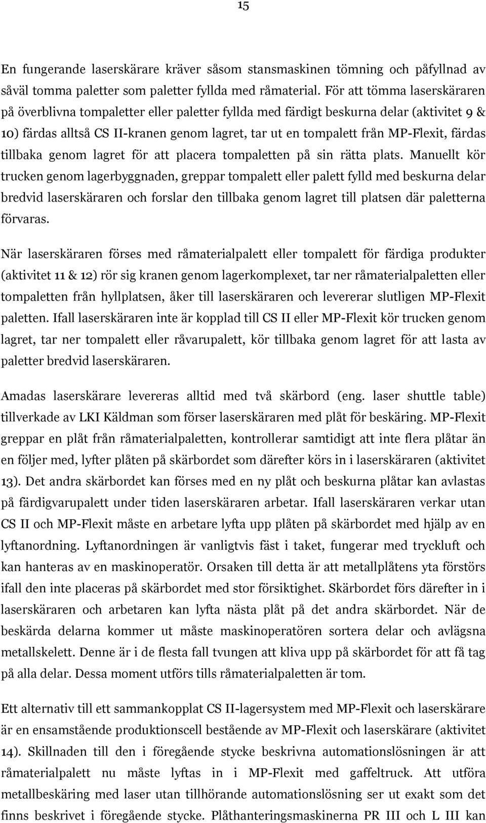 färdas tillbaka genom lagret för att placera tompaletten på sin rätta plats.