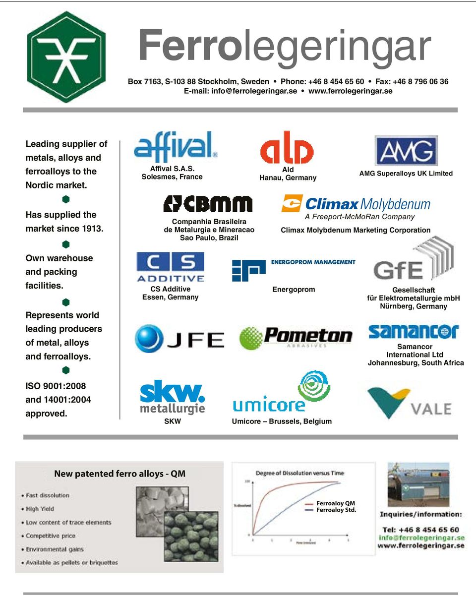 A.S. Solesmes, France Ald Hanau, Germany AMG Superalloys UK Limited Has supplied the market since 1913.