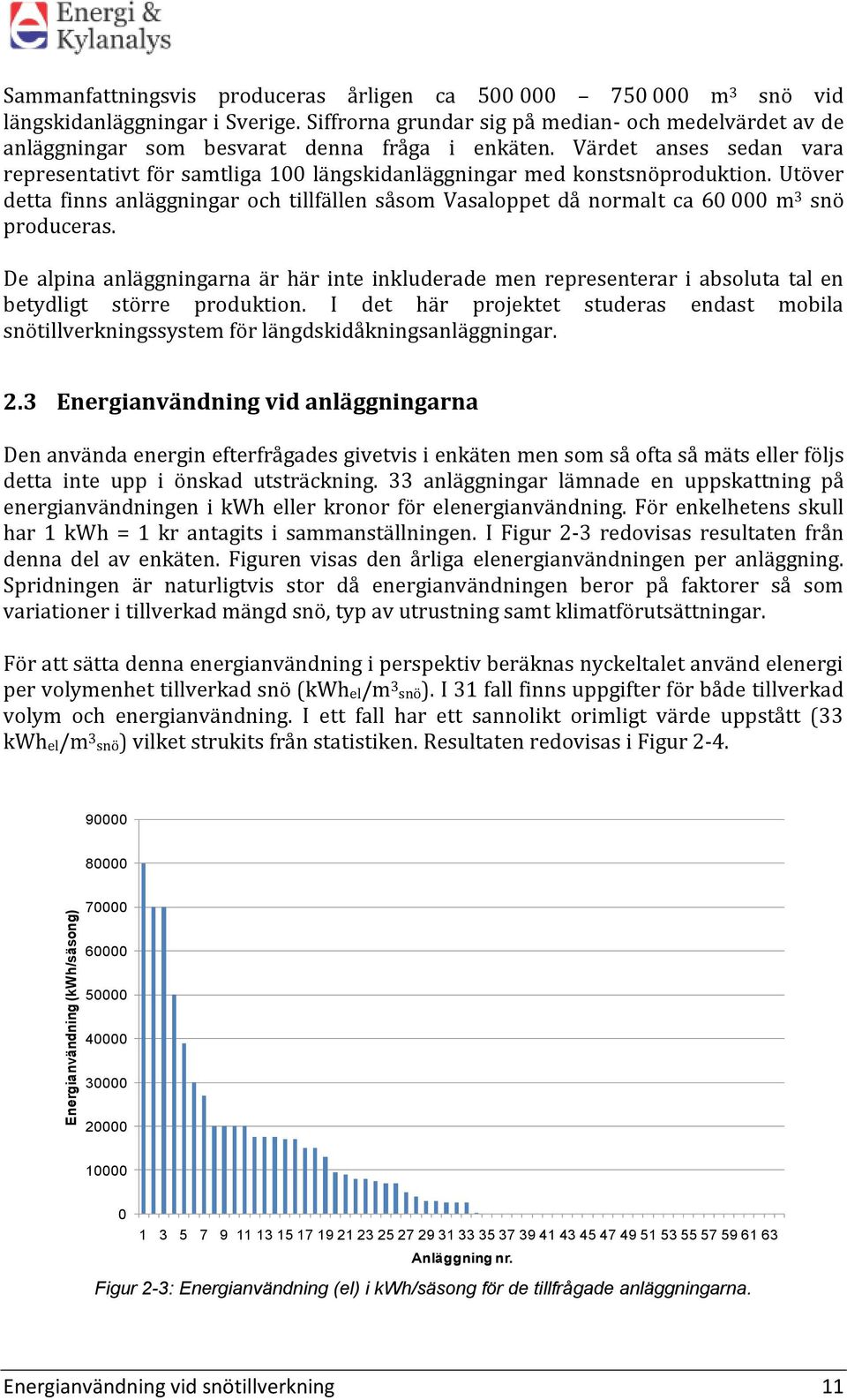 Värdet anses sedan vara representativt för samtliga 100 längskidanläggningar med konstsnöproduktion.