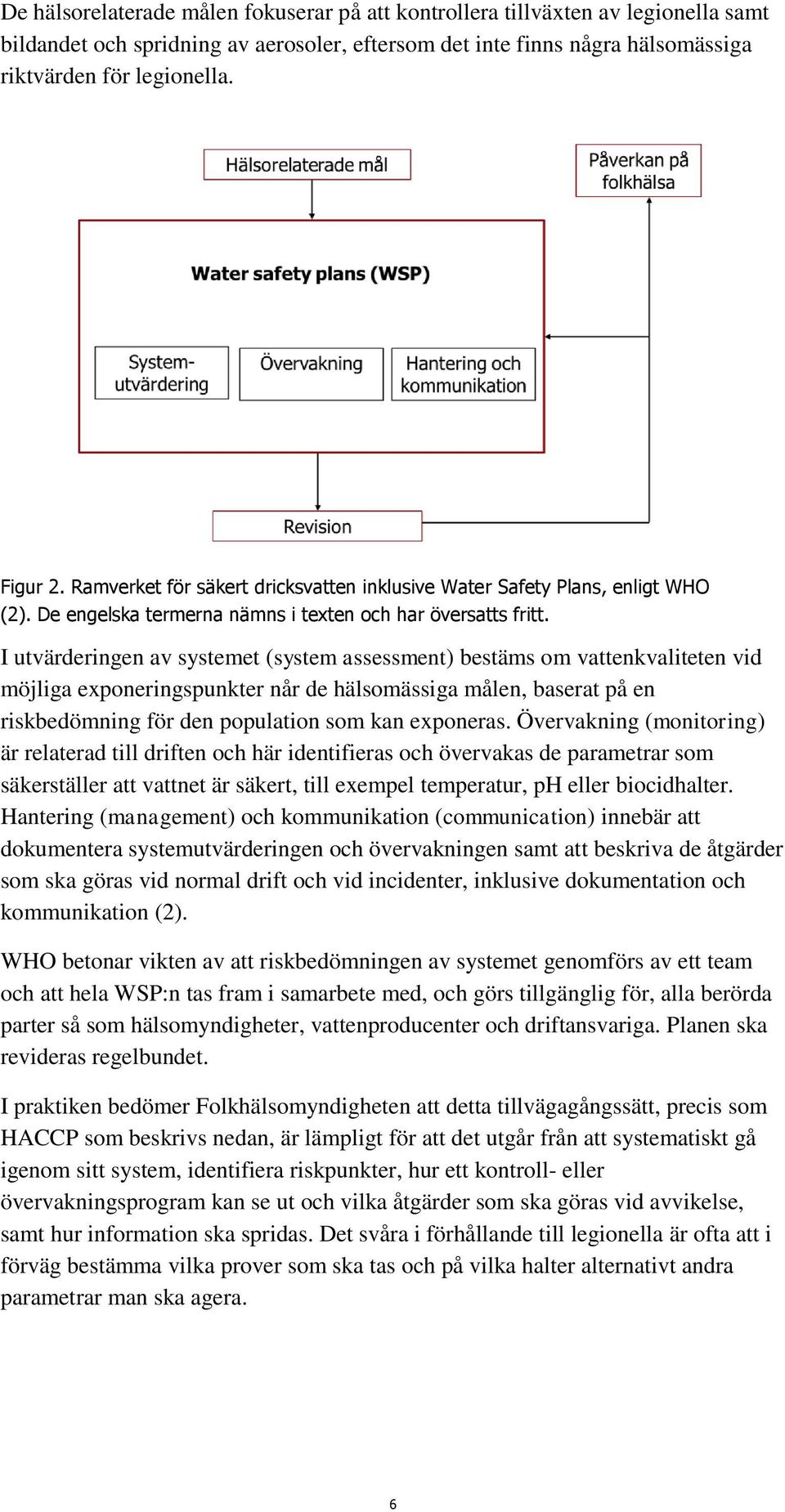 I utvärderingen av systemet (system assessment) bestäms om vattenkvaliteten vid möjliga exponeringspunkter når de hälsomässiga målen, baserat på en riskbedömning för den population som kan exponeras.