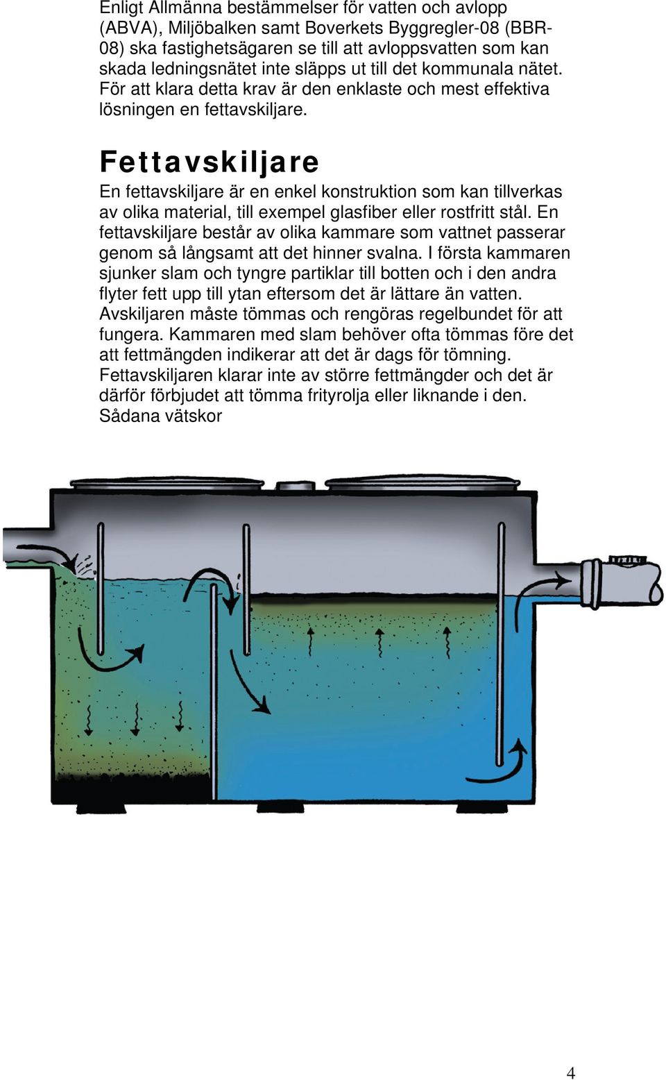 Fettavskiljare En fettavskiljare är en enkel konstruktion som kan tillverkas av olika material, till exempel glasfiber eller rostfritt stål.