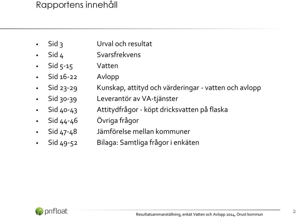 Leverantör av VA-tjänster Sid 40-43 Attitydfrågor - köpt dricksvatten på flaska Sid 44-46