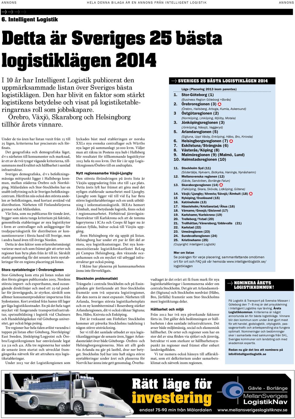 Under de tio åren har listan vuxit från 15 till 25 lägen, kriterierna har preciserats och förfinats.