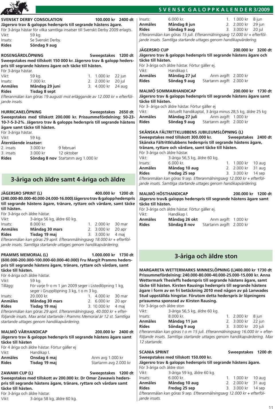 Jägersro trav & galopp hederspris till segrande hästens ägare och täcke till hästen. För 3-åriga hästar. 1. 1.000 kr 22 jun Insats: 7.000 kr. 2. 2.000 kr 20 jul Anmäles Måndag 29 juni 3. 4.