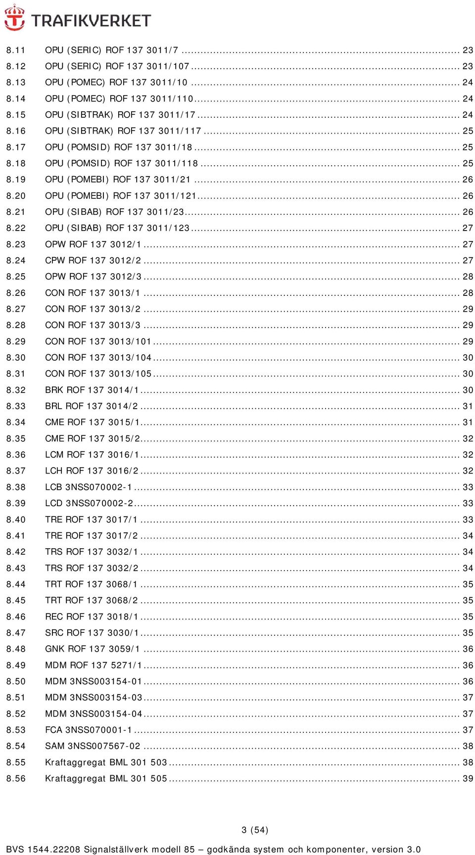.. 26 8.22 OPU (SIBAB) ROF 137 3011/123... 27 8.23 OPW ROF 137 3012/1... 27 8.24 CPW ROF 137 3012/2... 27 8.25 OPW ROF 137 3012/3... 28 8.26 CON ROF 137 3013/1... 28 8.27 CON ROF 137 3013/2... 29 8.
