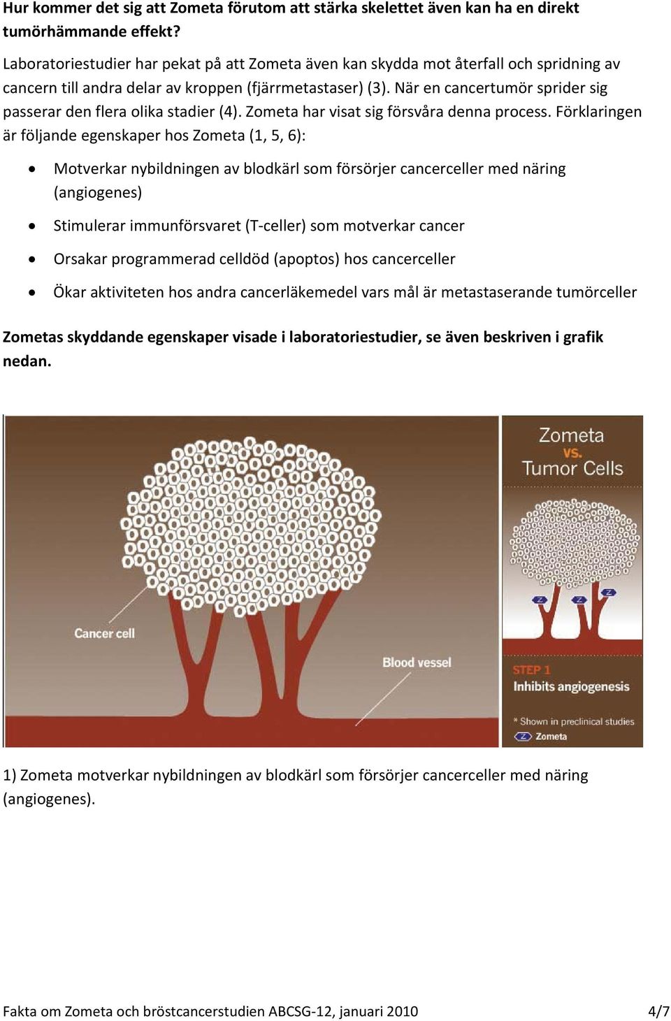 När en cancertumör sprider sig passerar den flera olika stadier (4). Zometa har visat sig försvåra denna process.