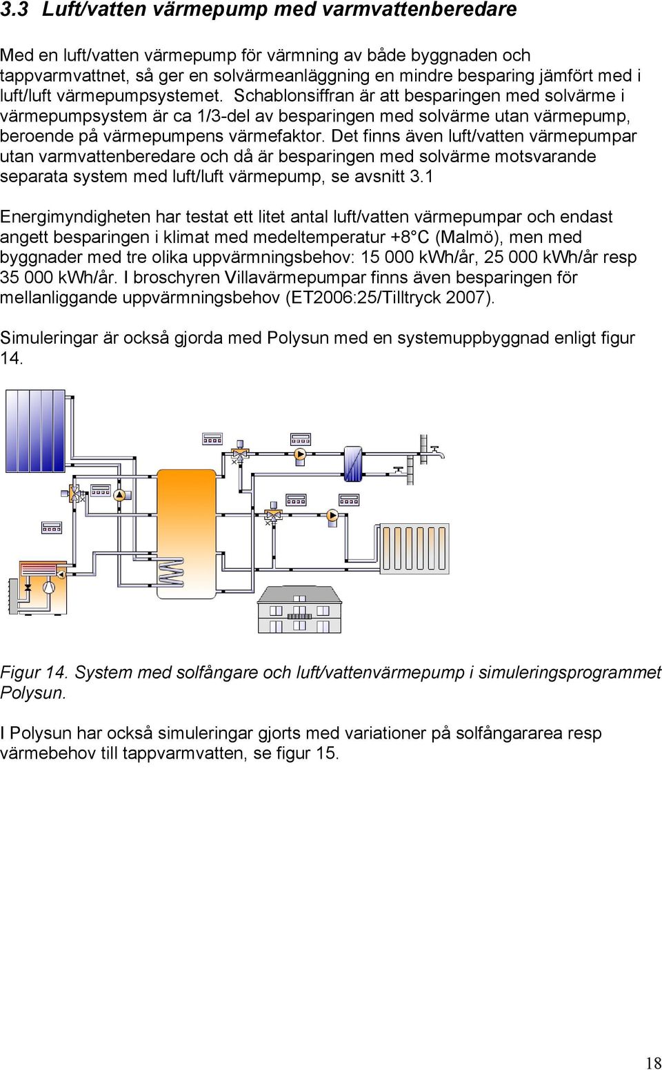 Det finns även luft/vatten värmepumpar utan varmvattenberedare och då är besparingen med solvärme motsvarande separata system med luft/luft värmepump, se avsnitt 3.