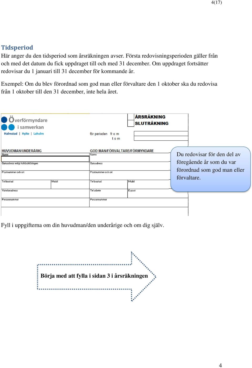 Om uppdraget fortsätter redovisar du 1 januari till 31 december för kommande år.