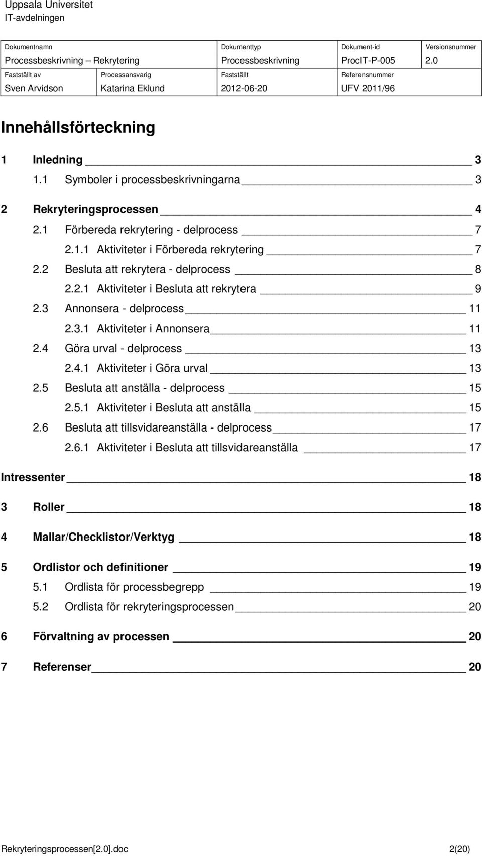 5 Besluta att anställa - delprocess 15 2.5.1 Aktiviteter i Besluta att anställa 15 2.6 