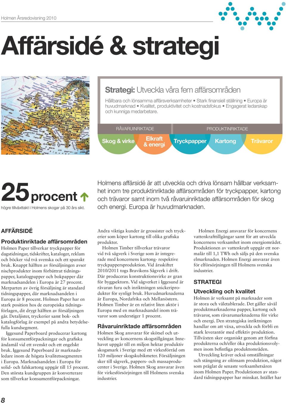 AFFÄRSIDÉ Produktinriktade affärsområden Holmen Paper tillverkar tryckpapper för dagstidningar, tidskrifter, kataloger, reklam och böcker vid två svenska och ett spanskt bruk.