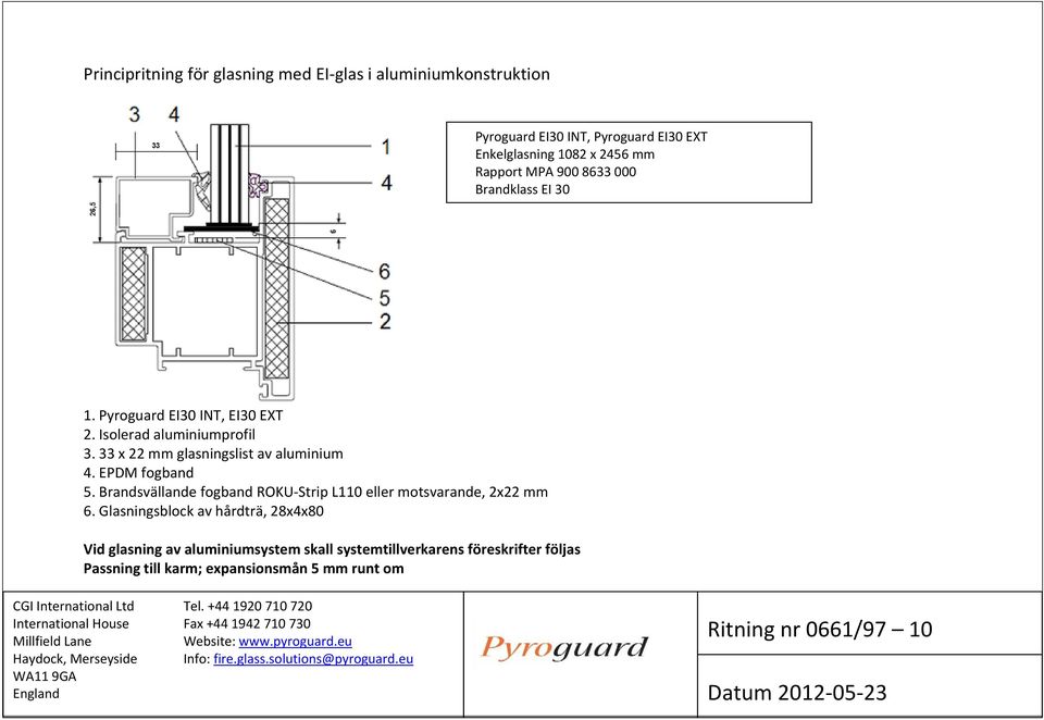 Brandsvällande fogband ROKU Strip L110 eller motsvarande, 2x22 mm 6.