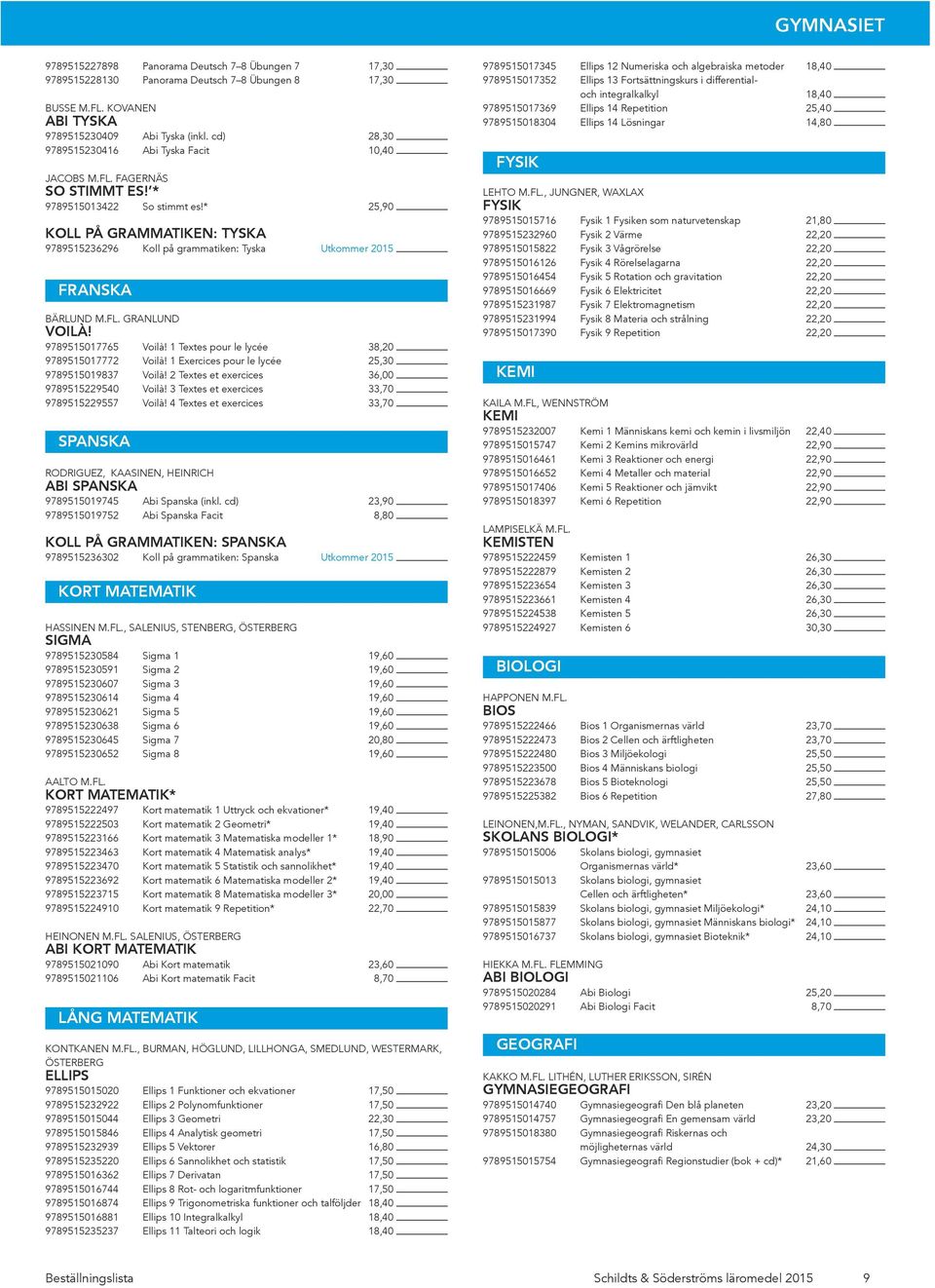 * 25,90 KOLL PÅ GRAMMATIKEN: TYSKA 9789515236296 Koll på grammatiken: Tyska Utkommer 2015 FRANSKA BÄRLUND M.FL. GRANLUND VOILÀ! 9789515017765 Voilà! 1 Textes pour le lycée 38,20 9789515017772 Voilà!