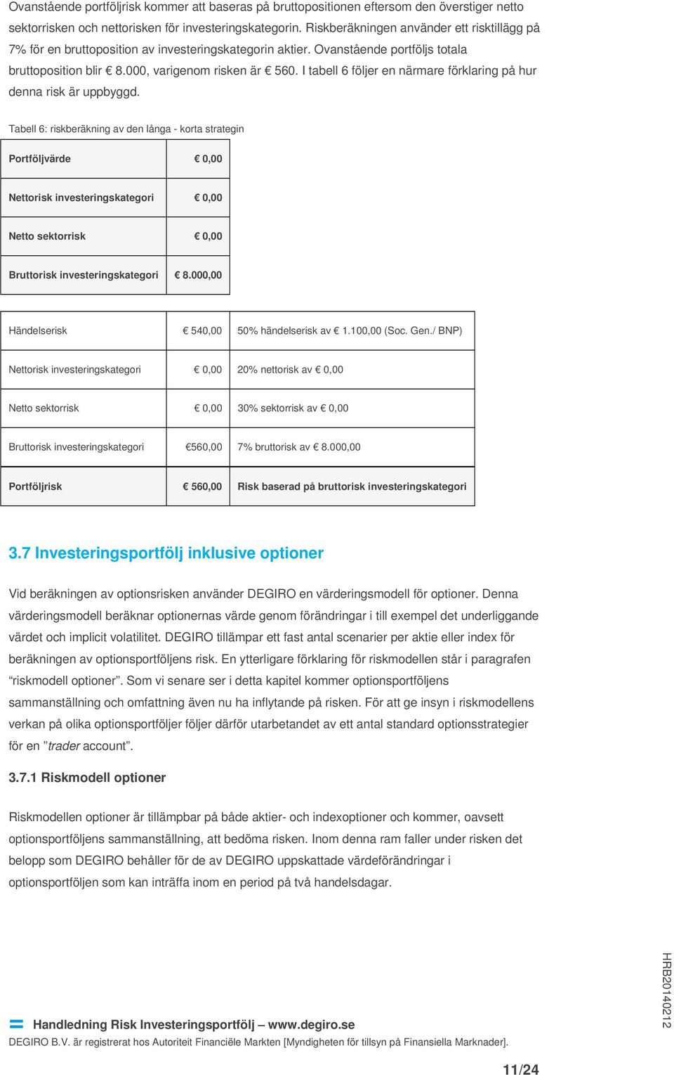 I tabell 6 följer en närmare förklaring på hur denna risk är uppbyggd.