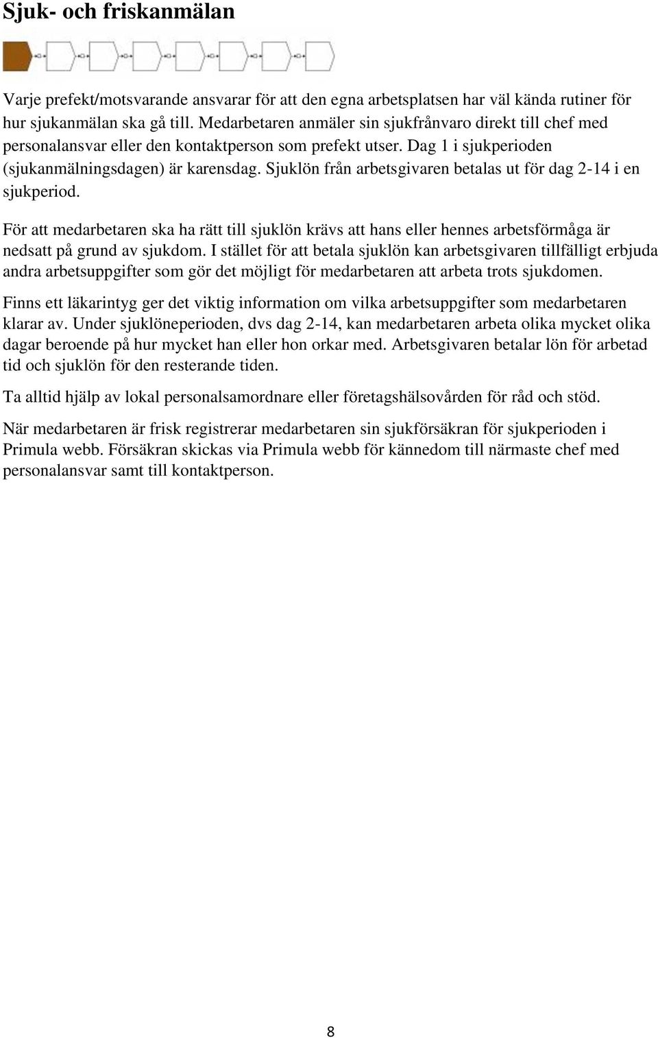 Sjuklön från arbetsgivaren betalas ut för dag 2-14 i en sjukperiod. För att medarbetaren ska ha rätt till sjuklön krävs att hans eller hennes arbetsförmåga är nedsatt på grund av sjukdom.