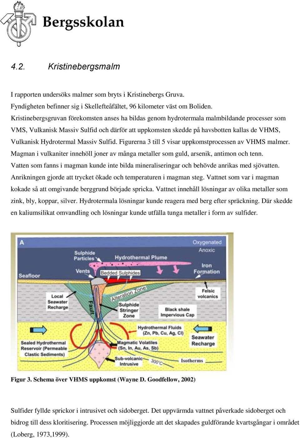 Hydrotermal Massiv Sulfid. Figurerna 3 till 5 visar uppkomstprocessen av VHMS malmer. Magman i vulkaniter innehöll joner av många metaller som guld, arsenik, antimon och tenn.