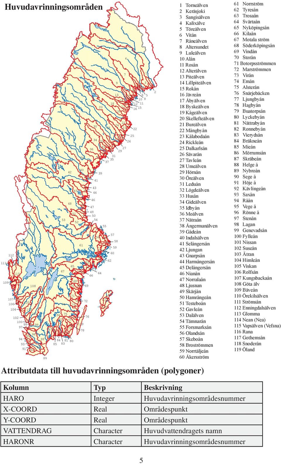 Råneälven 8 Altersundet 9 Luleälven Alån 11 Rosån 12 Alterälven 13 Piteälven 14 Lillpiteälven 1 Rokån 16 Jävreån 17 Åbyälven 18 Byskeälven 19 Kågeälven 20 Skellefteälven 21 Bureälven 22 Mångbyån 23