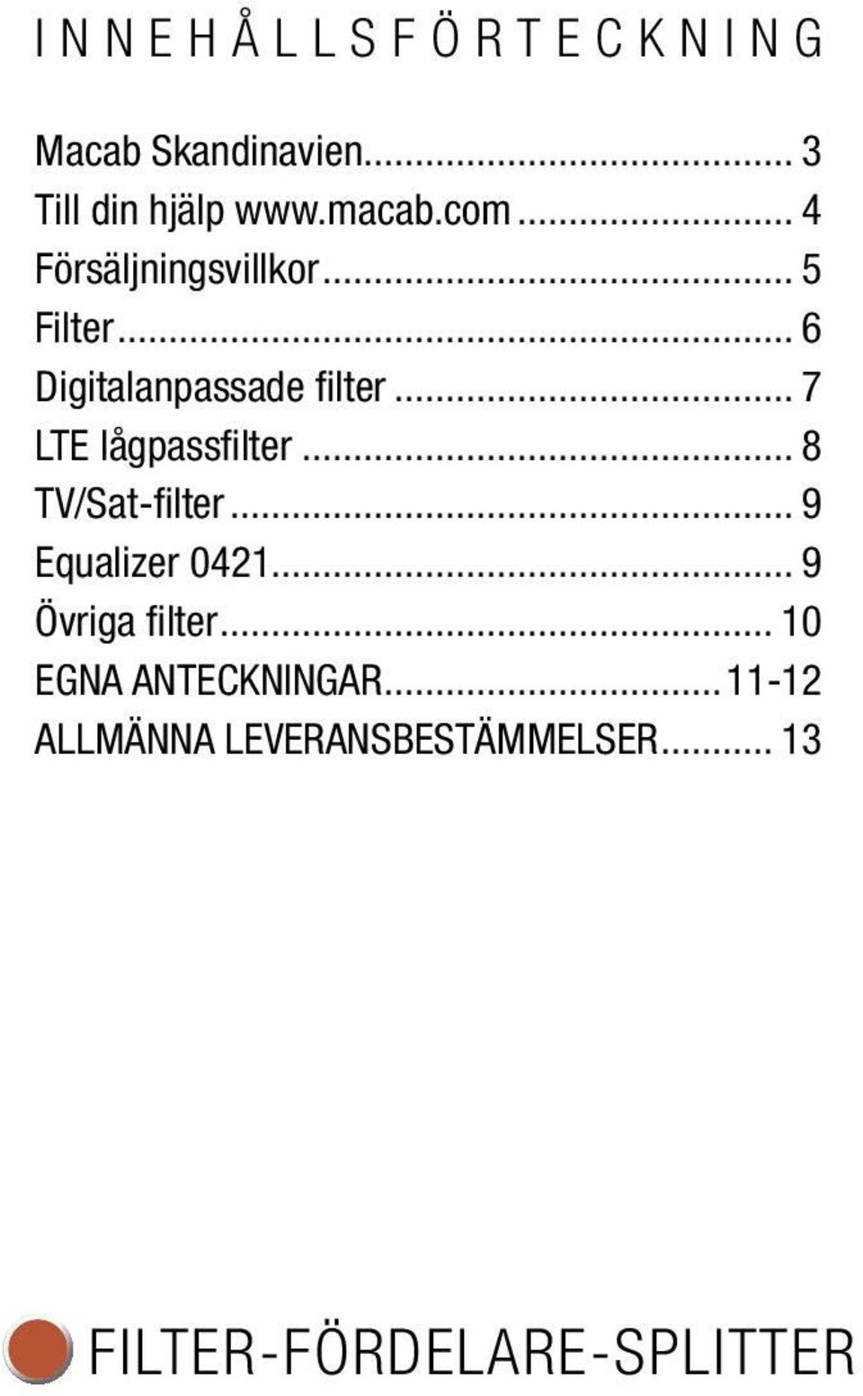 .. 7 LTE lågpassfilter... 8 TV/Sat-filter... 9 Equalizer 0421.