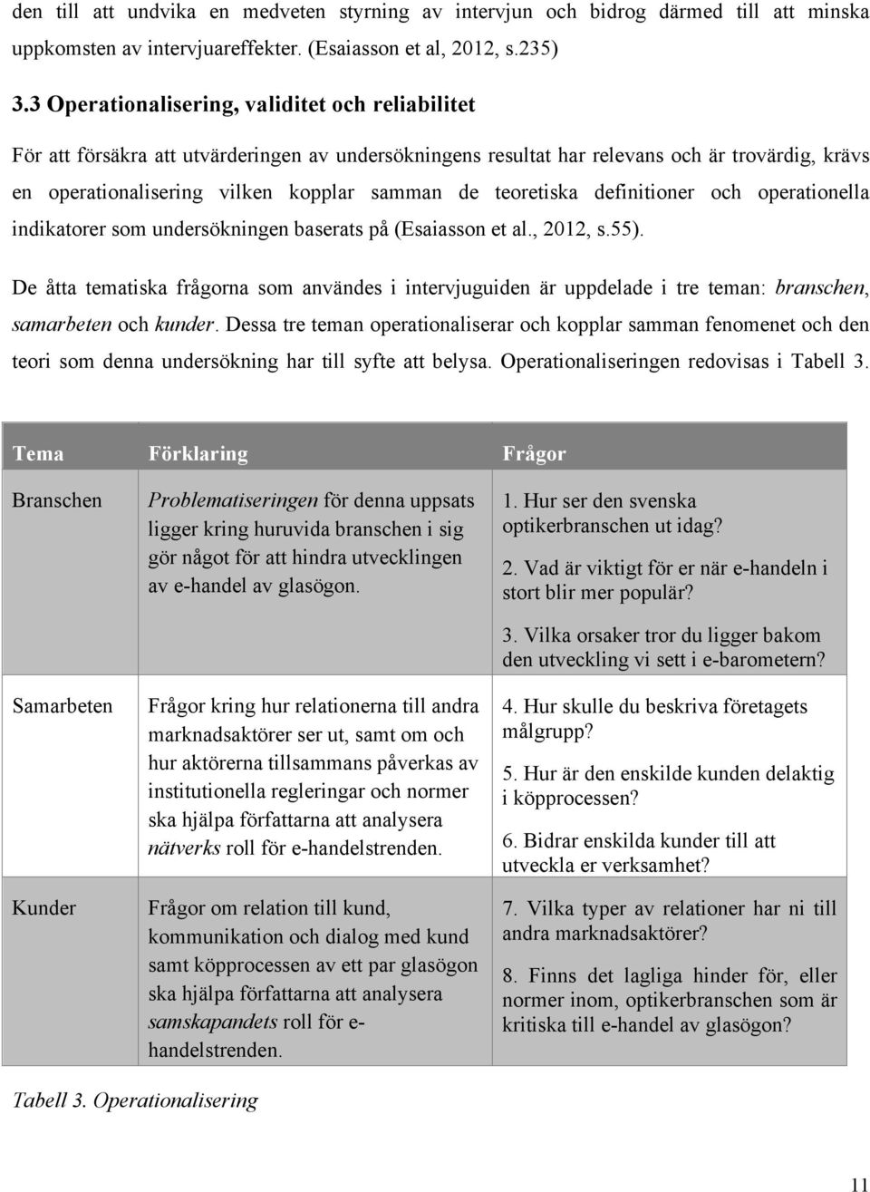 teoretiska definitioner och operationella indikatorer som undersökningen baserats på (Esaiasson et al., 2012, s.55).