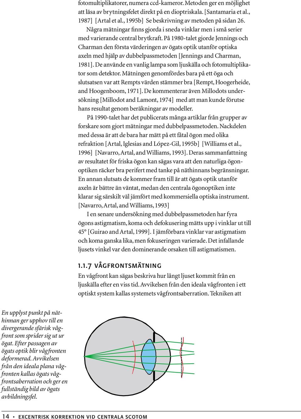 På 1980-talet gjorde Jennings och Charman den första värderingen av ögats optik utanför optiska axeln med hjälp av dubbelpassmetoden [Jennings and Charman, 1981].