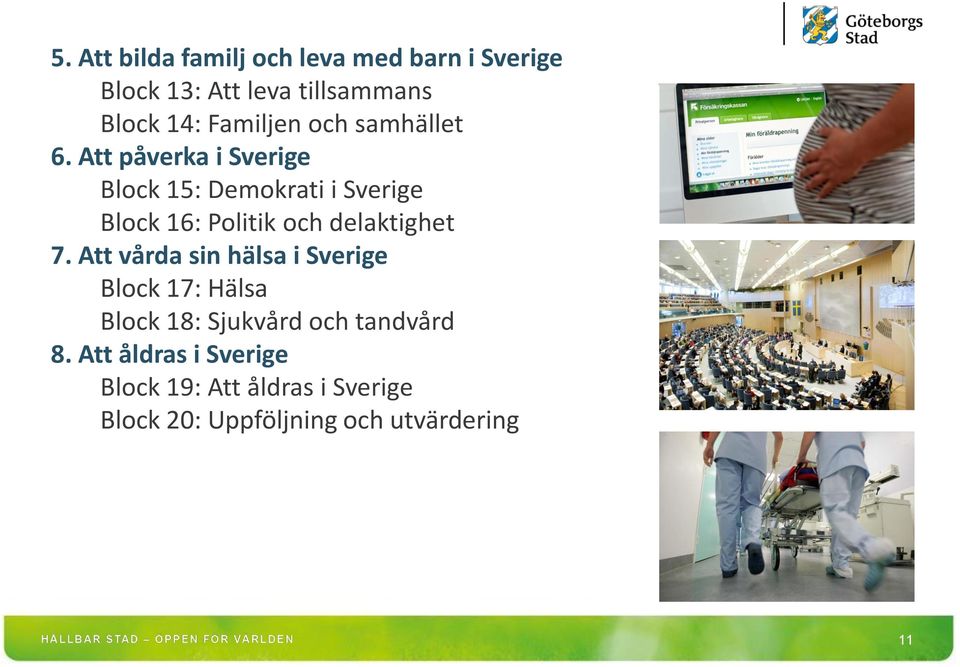 Att påverka i Sverige Block 15: Demokrati i Sverige Block 16: Politik och delaktighet 7.