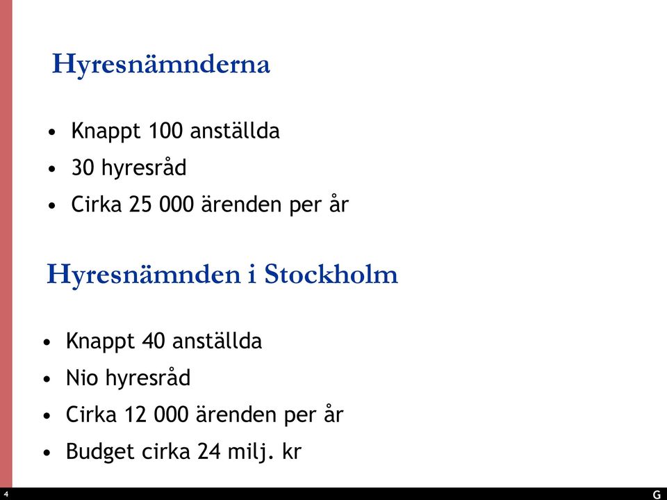 Stockholm Knappt 40 anställda Nio hyresråd