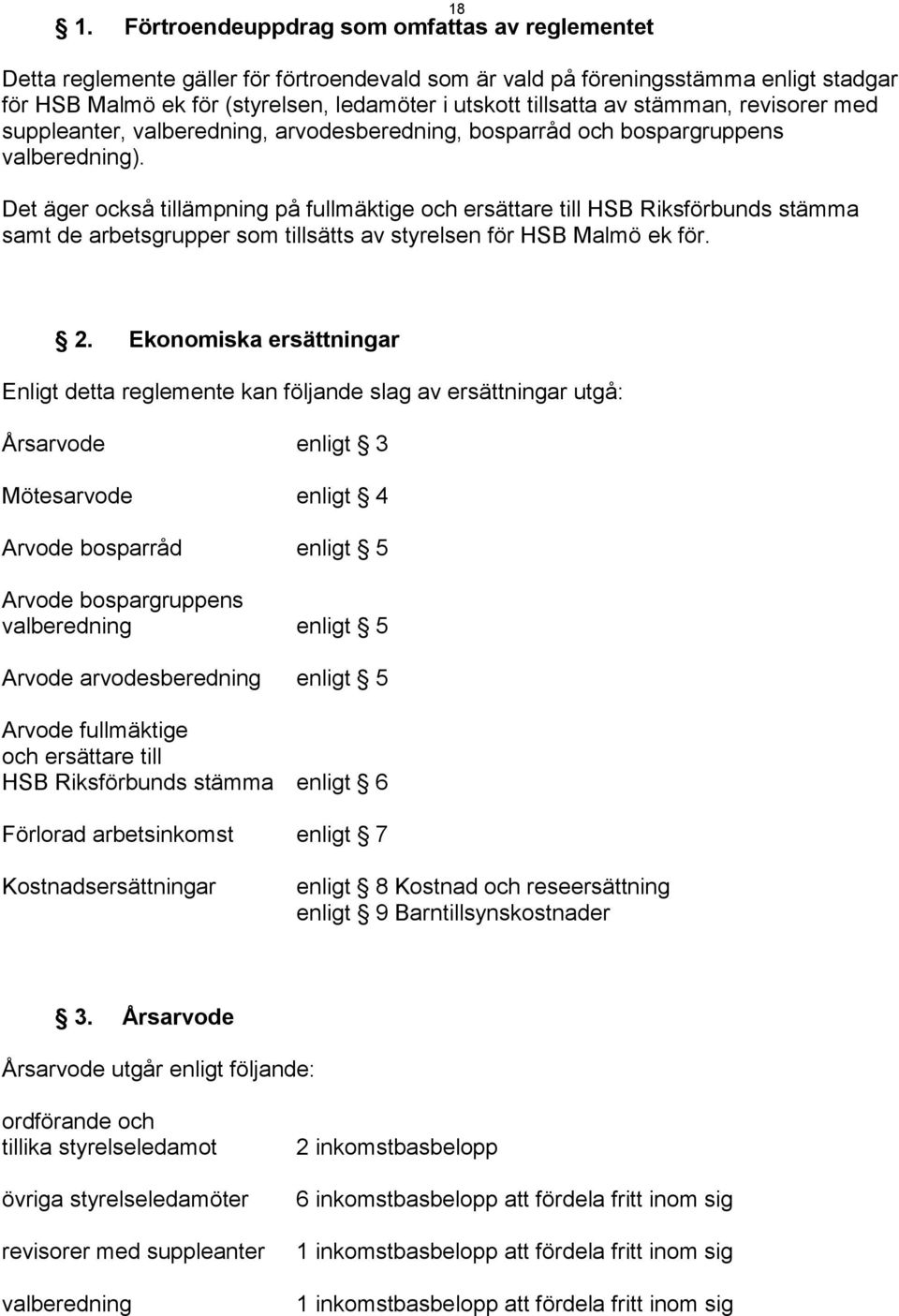 Det äger också tillämpning på fullmäktige och ersättare till HSB Riksförbunds stämma samt de arbetsgrupper som tillsätts av styrelsen för HSB Malmö ek för. 18 2.