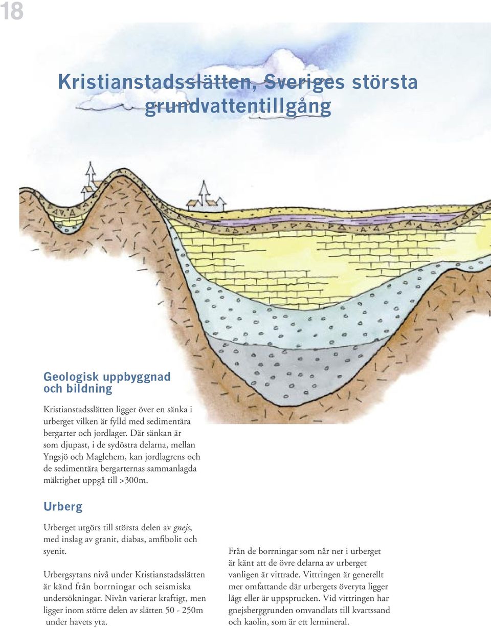 Urberg Urberget utgörs till största delen av gnejs, med inslag av granit, diabas, amfibolit och syenit.