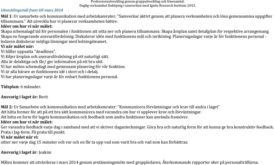 Skapa årsplan samt detaljplan för respektive arrangemang. Skapa en fungerande ansvarsfördelning. Diskuterar idén med funktionens mål och inriktning.