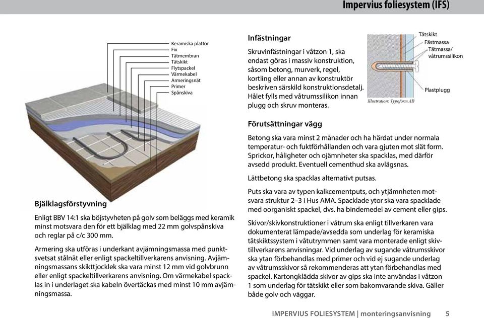 Armering ska utföras i underkant avjämningsmassa med punktsvetsat stålnät eller enligt spackeltillverkarens anvisning.