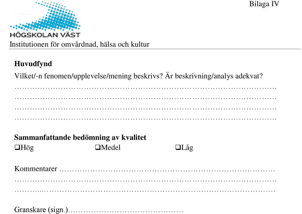 Är beskrivning/analys adekvat?