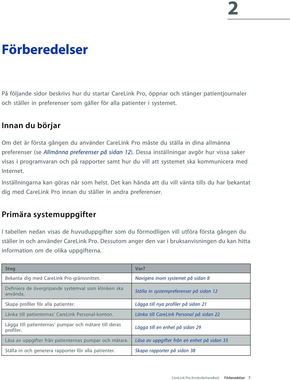 Dessa inställningar avgör hur vissa saker visas i programvaran och på rapporter samt hur du vill att systemet ska kommunicera med Internet. Inställningarna kan göras när som helst.