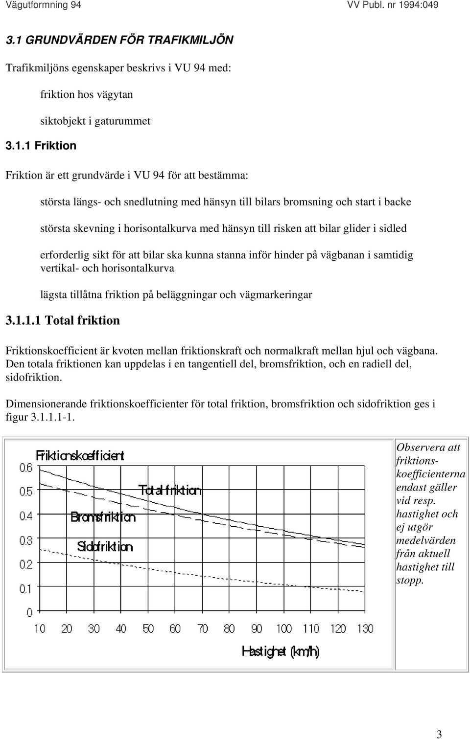 ska kunna stanna inför hinder på vägbanan i samtidig vertikal- och horisontalkurva lägsta tillåtna friktion på beläggningar och vägmarkeringar 3.1.