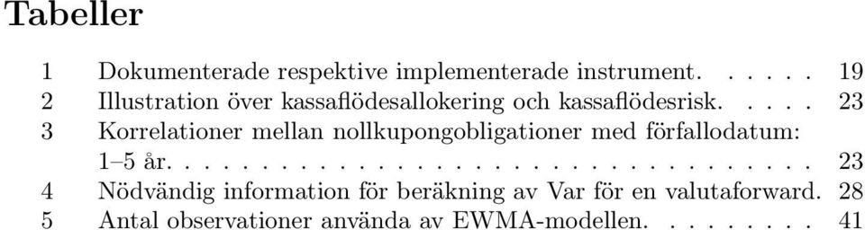 .... 23 3 Korrelationer mellan nollkupongobligationer med förfallodatum: 1 5 år.