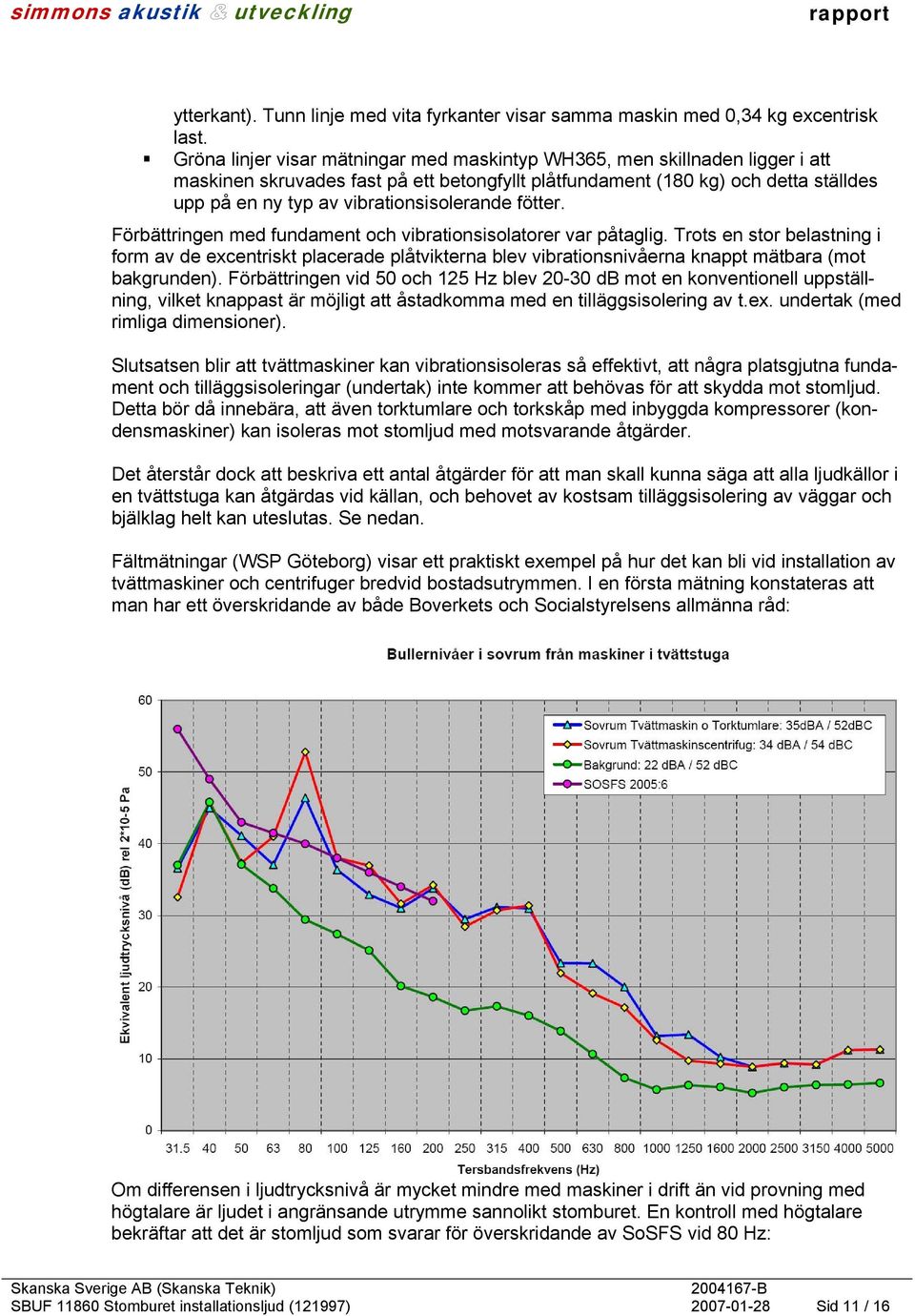 vibrationsisolerande fötter. Förbättringen med fundament och vibrationsisolatorer var påtaglig.